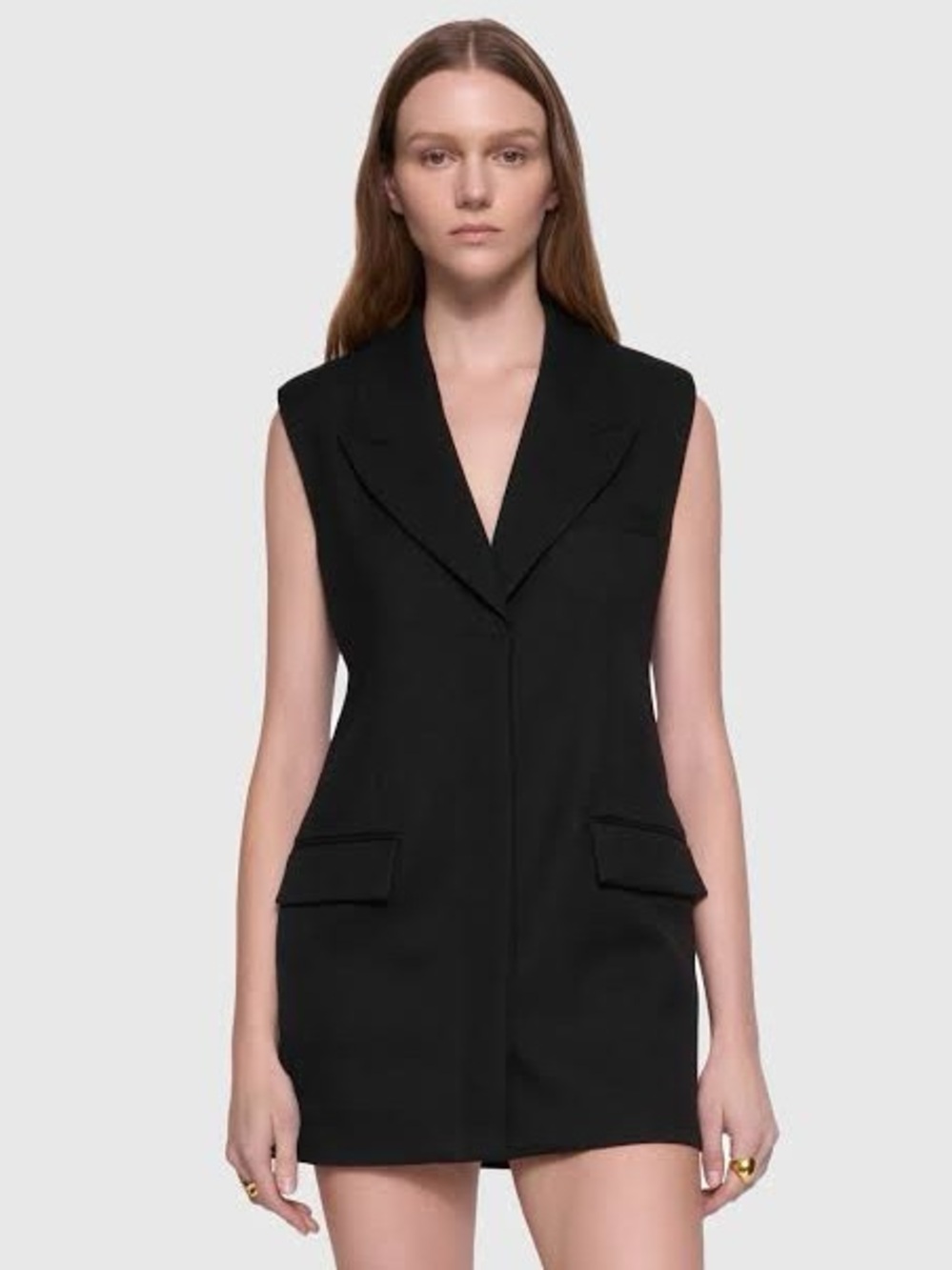 NWT Showpo Bella Mini Dress Black Sleeveless Tailored Blazer With Belt Size 6